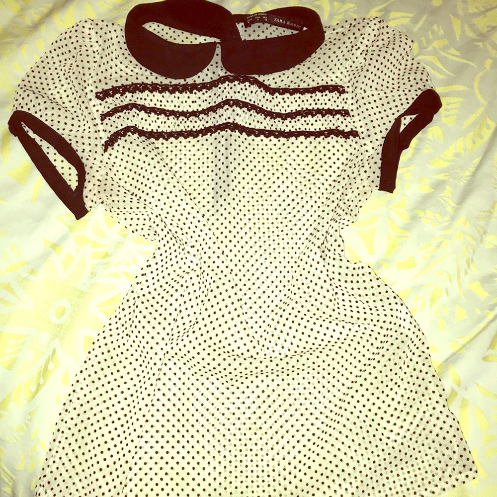 Black Polka dots collared blouse